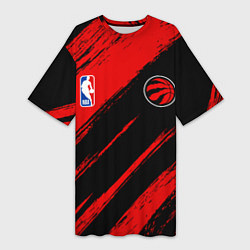 Женская длинная футболка Торонто Рэпторс - красные потертости