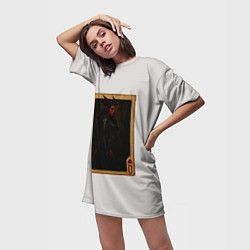 Футболка женская длинная Каллиста: дама червей, цвет: 3D-принт — фото 2