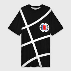 Женская длинная футболка Клипперс - текстура черного мяча