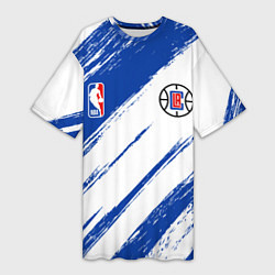 Женская длинная футболка Клипперс - синяя краска