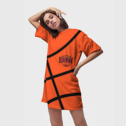 Футболка женская длинная Майами Хит - баскетболная разметка, цвет: 3D-принт — фото 2