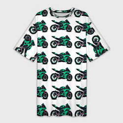 Женская длинная футболка Motorcycle turquoise