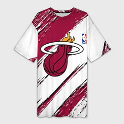 Футболка женская длинная Майами Хит - линии с потертостями, цвет: 3D-принт