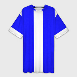 Футболка женская длинная Color white blue line, цвет: 3D-принт