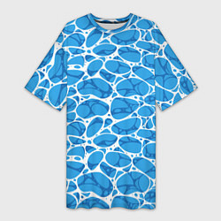 Футболка женская длинная Волновая рябь на поверхности воды паттерн, цвет: 3D-принт