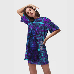 Футболка женская длинная Призрак самурая - неновый арт, цвет: 3D-принт — фото 2