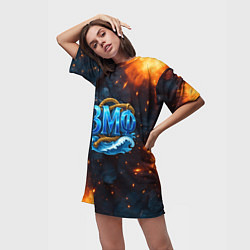 Футболка женская длинная Военно морской флот с огнями, цвет: 3D-принт — фото 2