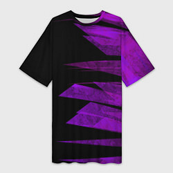 Женская длинная футболка Color purple black stripes