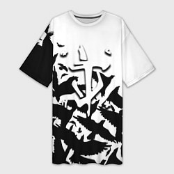 Футболка женская длинная Doom black crow logo, цвет: 3D-принт