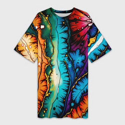 Женская длинная футболка Разноцветный узор