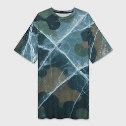 Футболка женская длинная Лед на камуфляже, цвет: 3D-принт