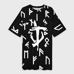 Футболка женская длинная Doom магические символы, цвет: 3D-принт