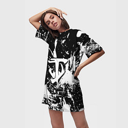 Футболка женская длинная Doom белые краски, цвет: 3D-принт — фото 2