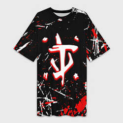 Футболка женская длинная Doom краски штрихи, цвет: 3D-принт