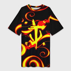 Футболка женская длинная Doom dragon steel fire, цвет: 3D-принт