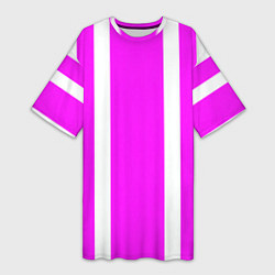 Женская длинная футболка Color white pink stripes