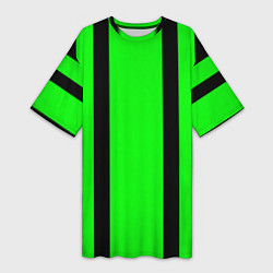 Футболка женская длинная Color black and green stripes, цвет: 3D-принт