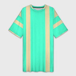 Женская длинная футболка Color blue beige stripes