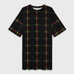 Футболка женская длинная Color black orange green crosses, цвет: 3D-принт