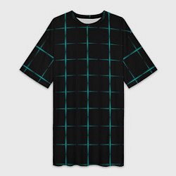 Футболка женская длинная Color black blue crosses, цвет: 3D-принт