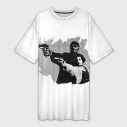 Женская длинная футболка Леон рисунок