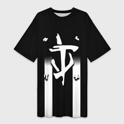 Женская длинная футболка Doom line white