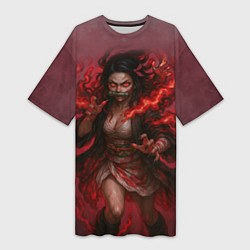 Футболка женская длинная Незуко Камадо реализм, цвет: 3D-принт