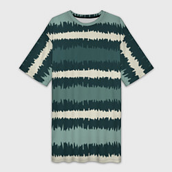 Женская длинная футболка Полосы зигзагообразные зеленые