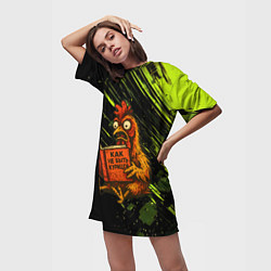 Футболка женская длинная Курица читает книгу как не быть курицей, цвет: 3D-принт — фото 2