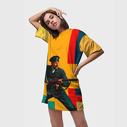 Футболка женская длинная Белогвардеец поп-арт, цвет: 3D-принт — фото 2