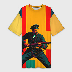 Женская длинная футболка Белогвардеец поп-арт