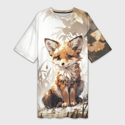 Женская длинная футболка Юный лисёнок