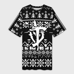 Футболка женская длинная Doom x elders scrolls pattern, цвет: 3D-принт