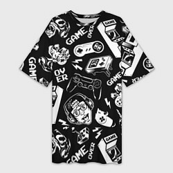 Женская длинная футболка Retro gamer pattern