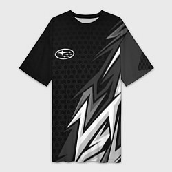 Футболка женская длинная Subaru - монохромный черный, цвет: 3D-принт