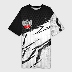 Футболка женская длинная Федерация бокса России - белый затертый, цвет: 3D-принт