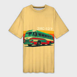 Женская длинная футболка Ретро автобус ЗИС-127 поп-арт