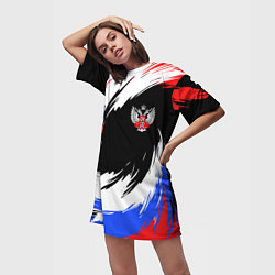 Футболка женская длинная Федерация бокса РФ - краска, цвет: 3D-принт — фото 2