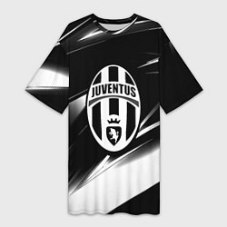 Женская длинная футболка Juventus geometry stripes black