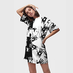 Футболка женская длинная Dayz руки черно белые, цвет: 3D-принт — фото 2