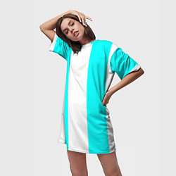 Футболка женская длинная Color blue and white, цвет: 3D-принт — фото 2