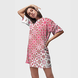 Футболка женская длинная Звездная россыпь-розовый, цвет: 3D-принт — фото 2