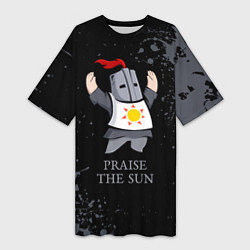 Футболка женская длинная Хвала солнцу - дарк соулс, цвет: 3D-принт