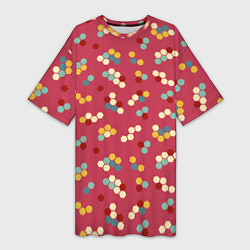 Футболка женская длинная Мозаика из шестиугольников на розовом, цвет: 3D-принт