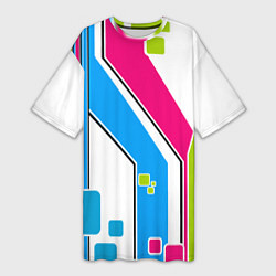 Футболка женская длинная Цветное абстрактное искусство, цвет: 3D-принт