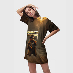 Футболка женская длинная Bobritto Bandito мем, цвет: 3D-принт — фото 2