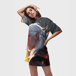 Футболка женская длинная Ведьмак в аниме стиле, цвет: 3D-принт — фото 2