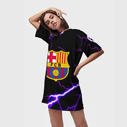 Футболка женская длинная Barcelona neon storm, цвет: 3D-принт — фото 2