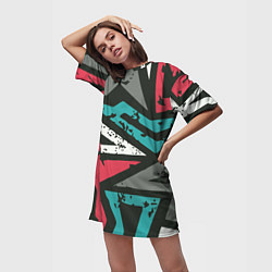 Футболка женская длинная Геометрический узор, цвет: 3D-принт — фото 2