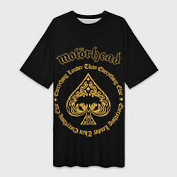 Футболка женская длинная Motorhead золото, цвет: 3D-принт